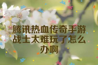 腾讯热血传奇手游战士太难玩了怎么办啊