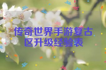 传奇世界手游复古区升级经验表