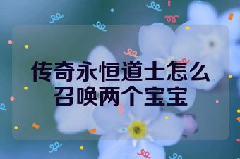 传奇永恒道士怎么召唤两个宝宝