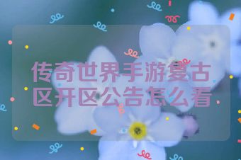 传奇世界手游复古区开区公告怎么看