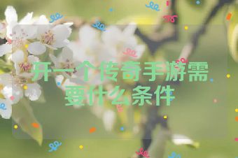 开一个传奇手游需要什么条件