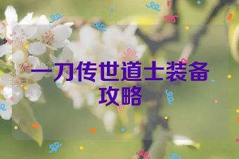 一刀传世道士装备攻略