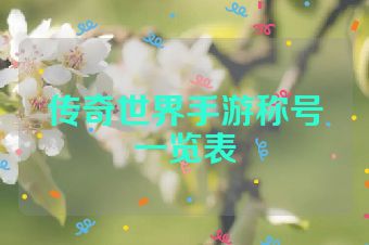 传奇世界手游称号一览表