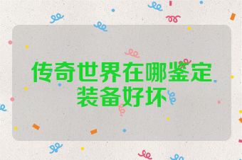 传奇世界在哪鉴定装备好坏