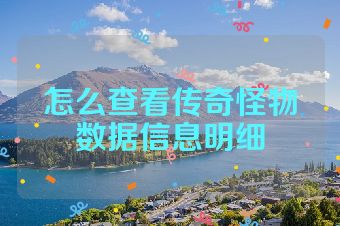 怎么查看传奇怪物数据信息明细