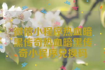 微信小程序热血暗黑传奇热血暗黑传奇小程序兑换码
