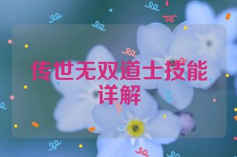 传世无双道士技能详解