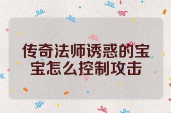 传奇法师诱惑的宝宝怎么控制攻击