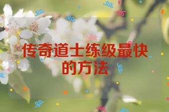 传奇道士练级最快的方法