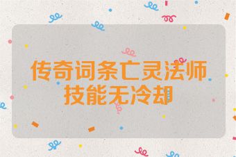 传奇词条亡灵法师技能无冷却