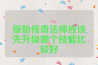 原始传奇法师应该先升级哪个技能比较好