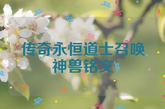 传奇永恒道士召唤神兽铭文