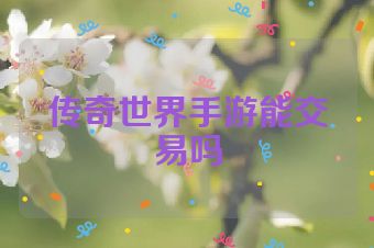 传奇世界手游能交易吗