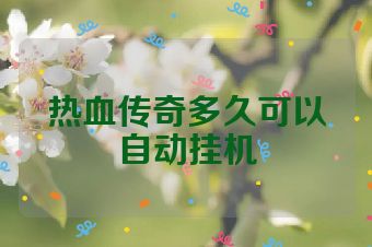 热血传奇多久可以自动挂机