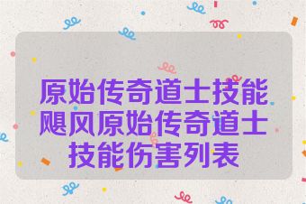 原始传奇道士技能飓风原始传奇道士技能伤害列表