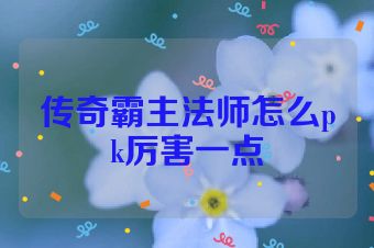 传奇霸主法师怎么pk厉害一点