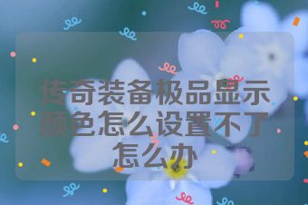 传奇装备极品显示颜色怎么设置不了怎么办