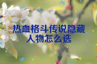 热血格斗传说隐藏人物怎么选