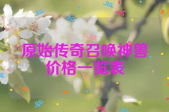 原始传奇召唤神兽价格一览表
