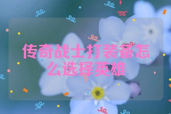 传奇战士打装备怎么选择英雄