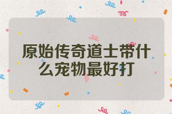 原始传奇道士带什么宠物最好打