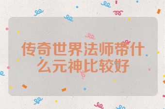传奇世界法师带什么元神比较好