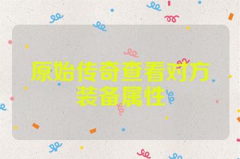 原始传奇查看对方装备属性