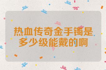 热血传奇金手镯是多少级能戴的啊