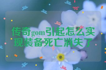 传奇gom引起怎么实现装备死亡消失了