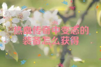 热血传奇中变态的装备怎么获得