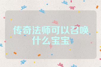 传奇法师可以召唤什么宝宝