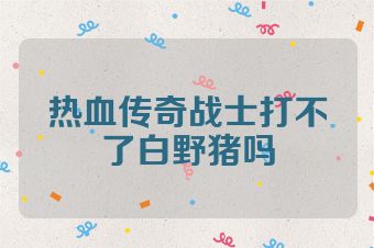 热血传奇战士打不了白野猪吗
