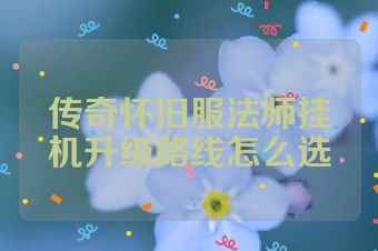 传奇怀旧服法师挂机升级路线怎么选
