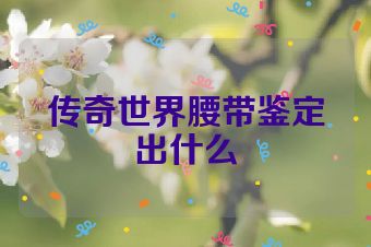 传奇世界腰带鉴定出什么