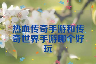 热血传奇手游和传奇世界手游哪个好玩
