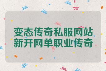 变态传奇私服网站新开网单职业传奇