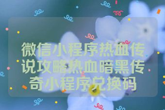 微信小程序热血传说攻略热血暗黑传奇小程序兑换码