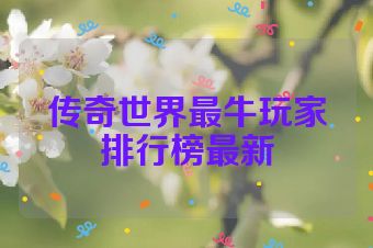 传奇世界最牛玩家排行榜最新