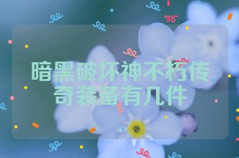 暗黑破坏神不朽传奇装备有几件