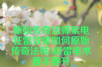 原始传奇法师紫电狂雷效果如何原始传奇法师5级雷电术要不要升