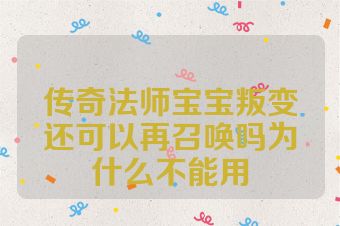 传奇法师宝宝叛变还可以再召唤吗为什么不能用