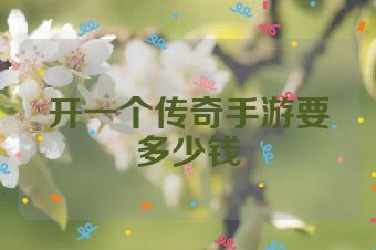 开一个传奇手游要多少钱