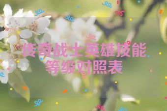 传奇战士英雄技能等级对照表
