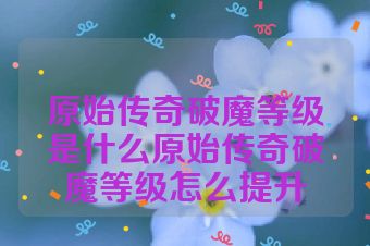 原始传奇破魔等级是什么原始传奇破魔等级怎么提升