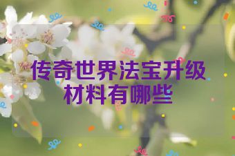 传奇世界法宝升级材料有哪些