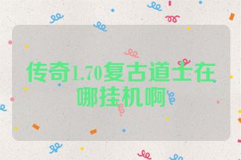 传奇1.70复古道士在哪挂机啊