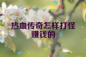 热血传奇怎样打怪赚钱的