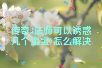 传奇3法师可以诱惑几个宝宝?怎么解决