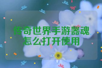 传奇世界手游器魂怎么打开使用