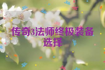传奇3法师终极装备选择